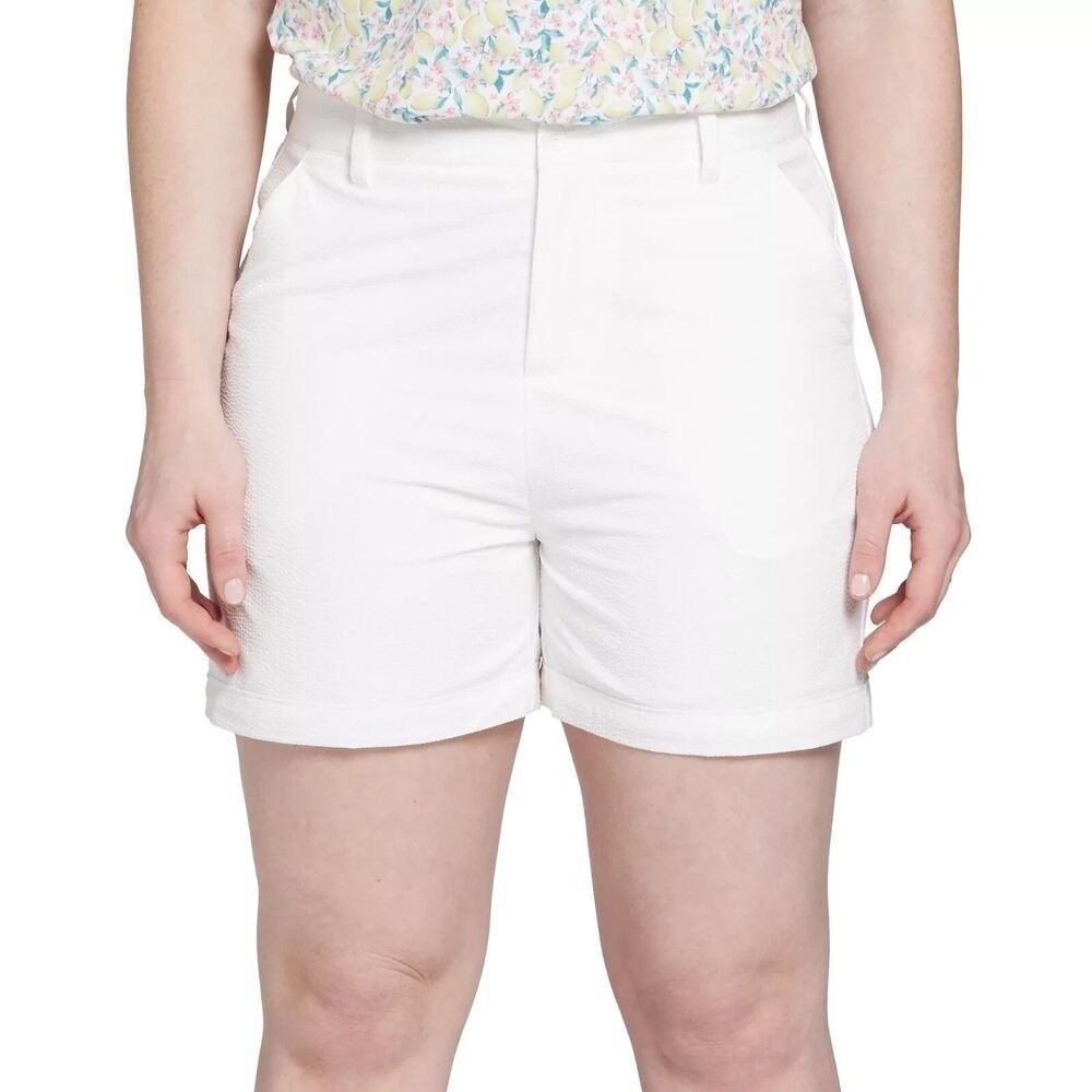 Walter Hagen Women's Traditional 5"‎ Seersucker Golf Shorts White Size 4 NWT